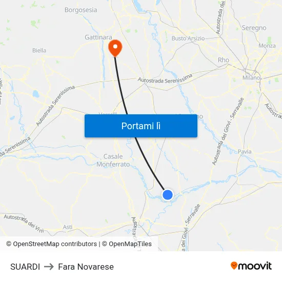 SUARDI to Fara Novarese map