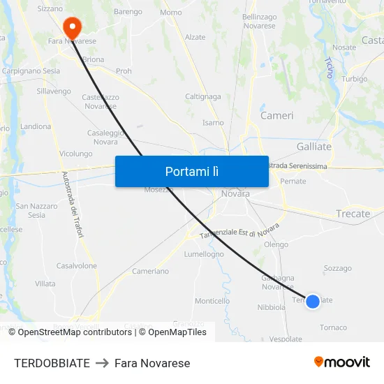 TERDOBBIATE to Fara Novarese map