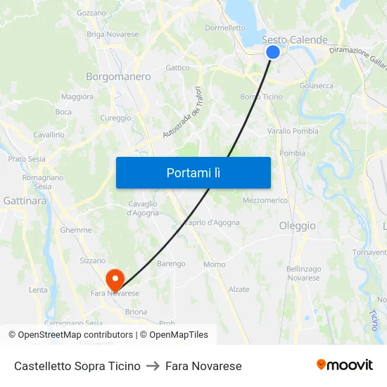 Castelletto Sopra Ticino to Fara Novarese map