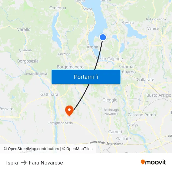 Ispra to Fara Novarese map