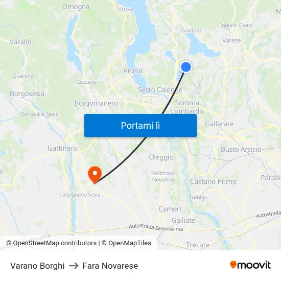 Varano Borghi to Fara Novarese map