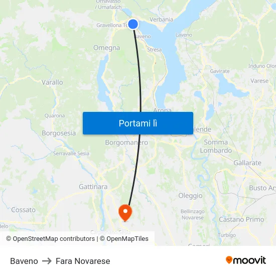 Baveno to Fara Novarese map