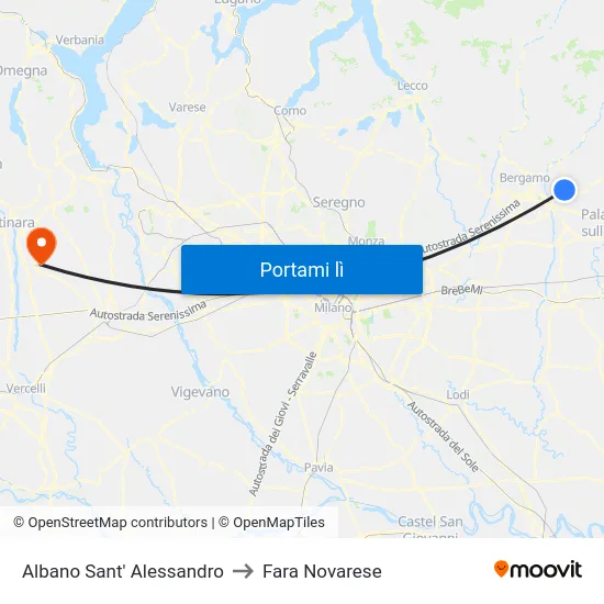 Albano Sant' Alessandro to Fara Novarese map