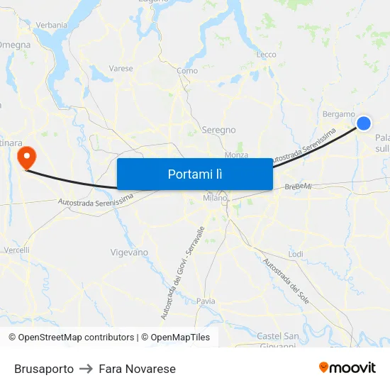 Brusaporto to Fara Novarese map