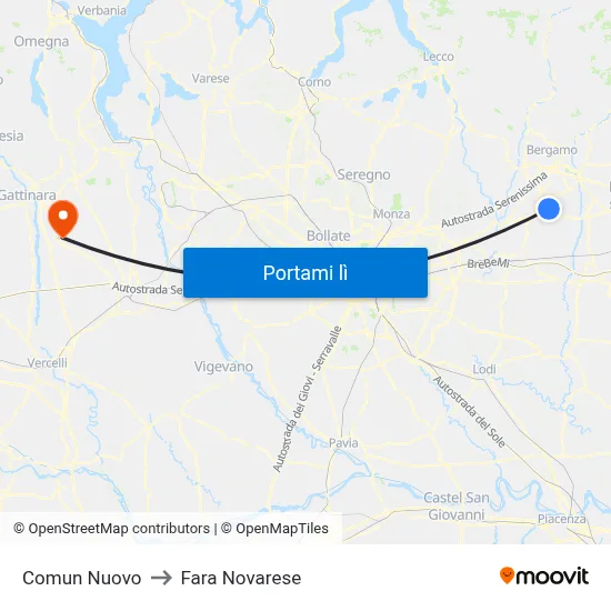 Comun Nuovo to Fara Novarese map