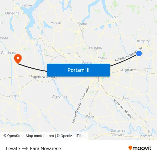 Levate to Fara Novarese map