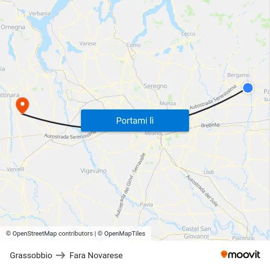 Grassobbio to Fara Novarese map