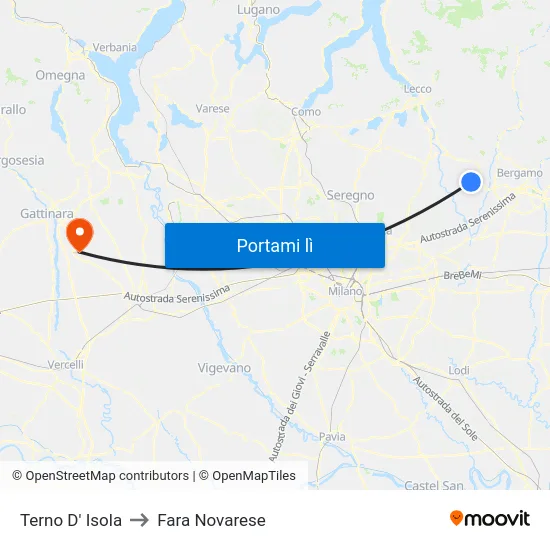Terno D' Isola to Fara Novarese map