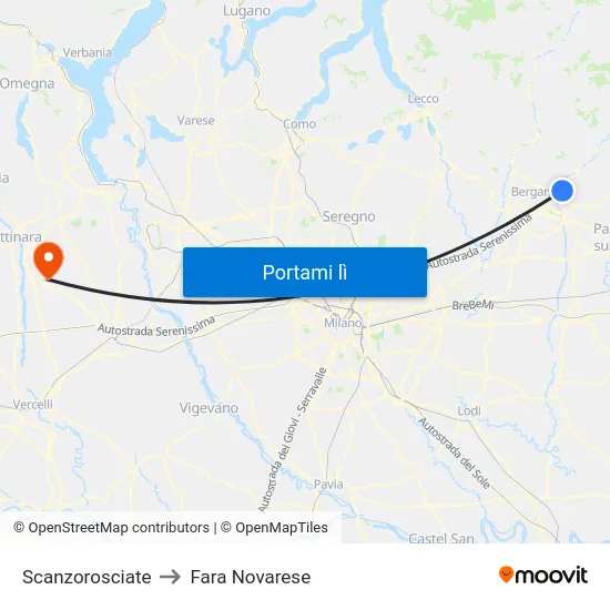 Scanzorosciate to Fara Novarese map