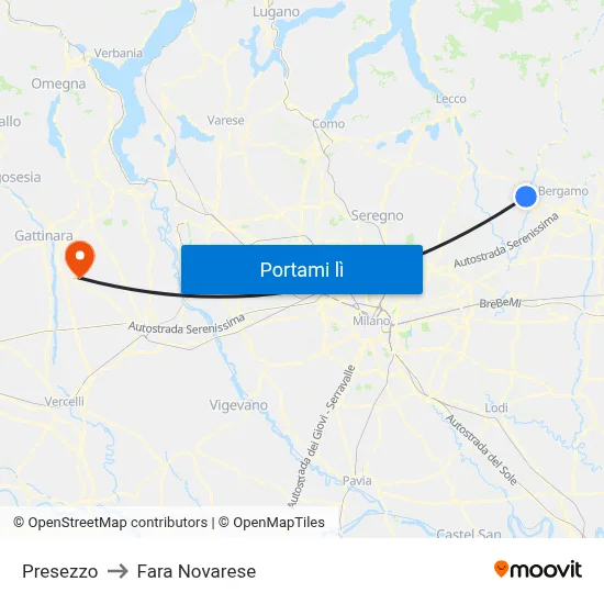 Presezzo to Fara Novarese map