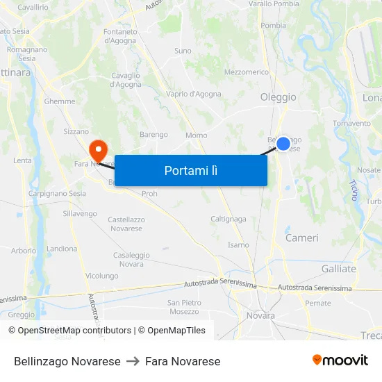 Bellinzago Novarese to Fara Novarese map