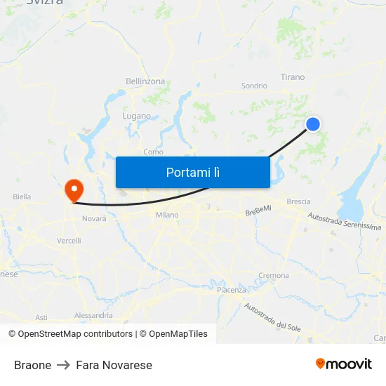 Braone to Fara Novarese map