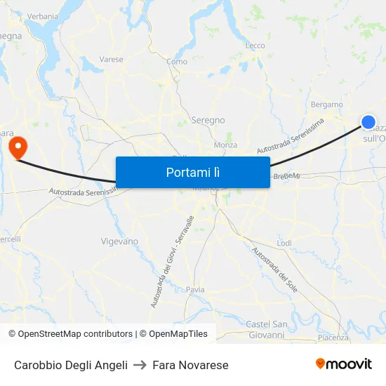 Carobbio Degli Angeli to Fara Novarese map