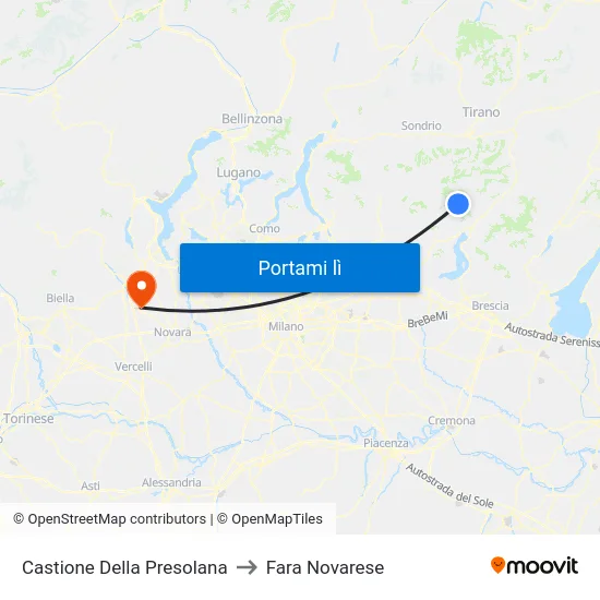 Castione Della Presolana to Fara Novarese map