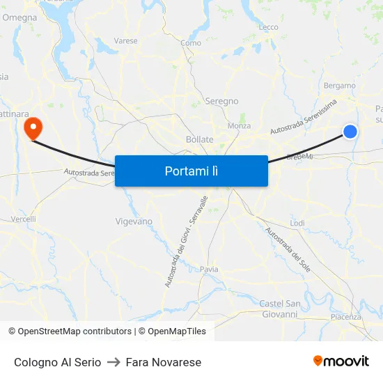 Cologno Al Serio to Fara Novarese map