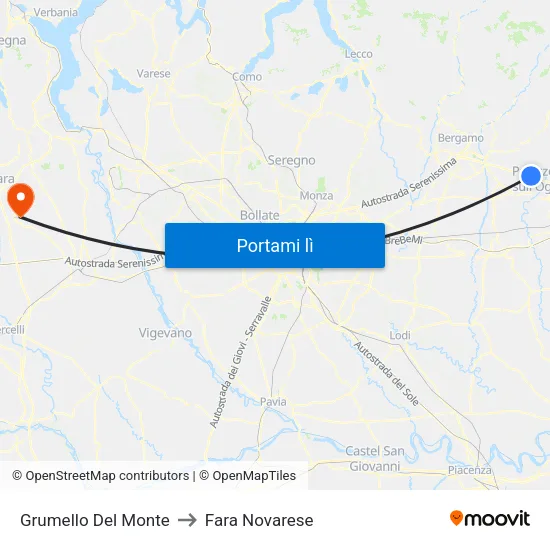 Grumello Del Monte to Fara Novarese map