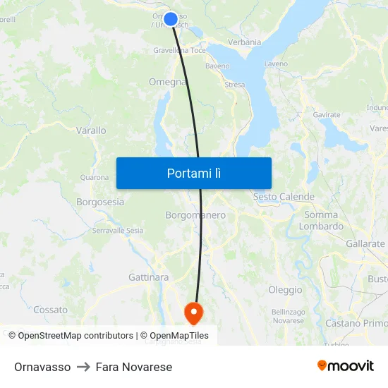 Ornavasso to Fara Novarese map
