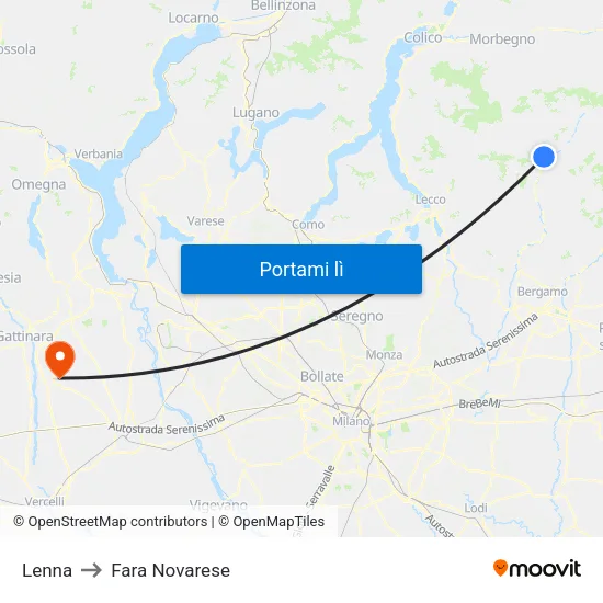 Lenna to Fara Novarese map