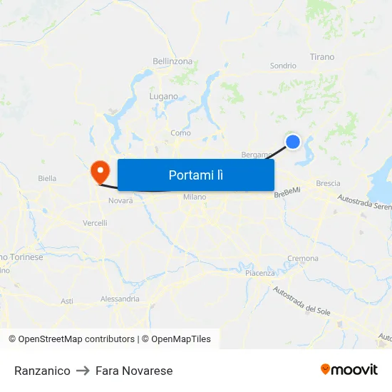 Ranzanico to Fara Novarese map