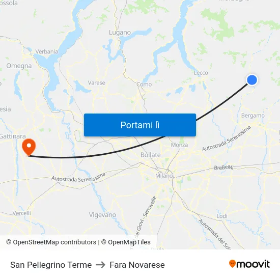 San Pellegrino Terme to Fara Novarese map