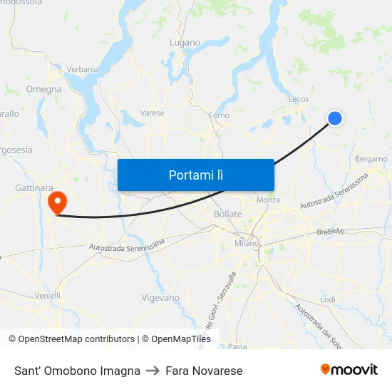 Sant' Omobono Imagna to Fara Novarese map