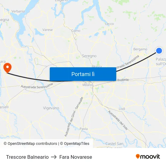 Trescore Balneario to Fara Novarese map