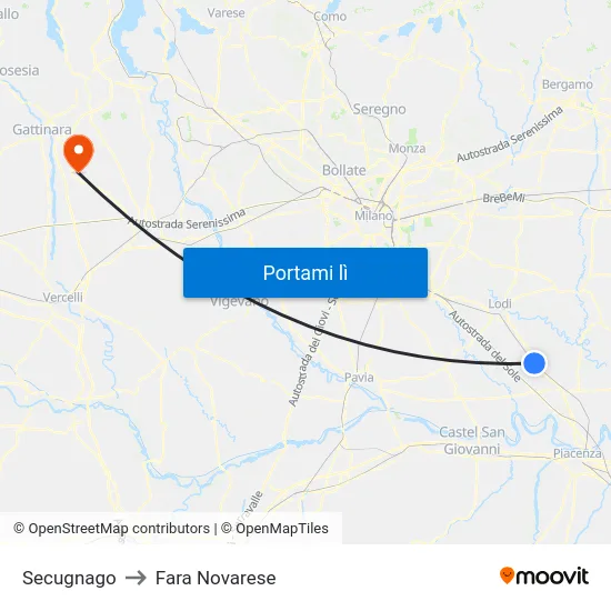 Secugnago to Fara Novarese map