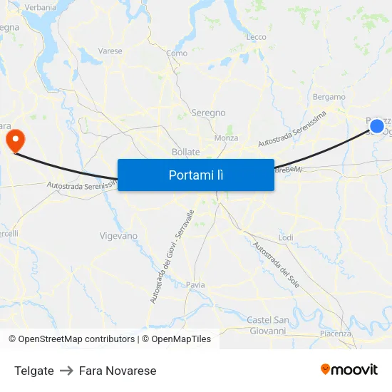 Telgate to Fara Novarese map