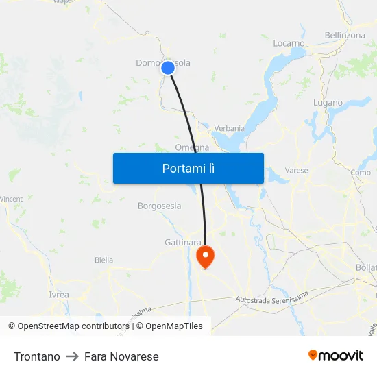 Trontano to Fara Novarese map