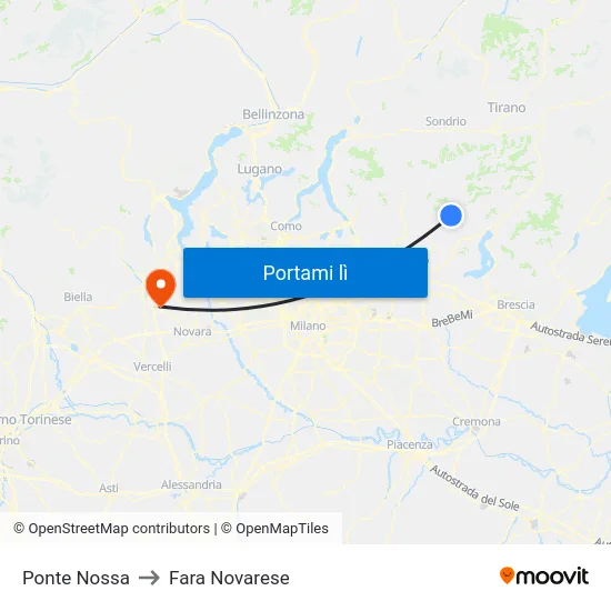 Ponte Nossa to Fara Novarese map