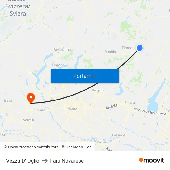 Vezza D' Oglio to Fara Novarese map