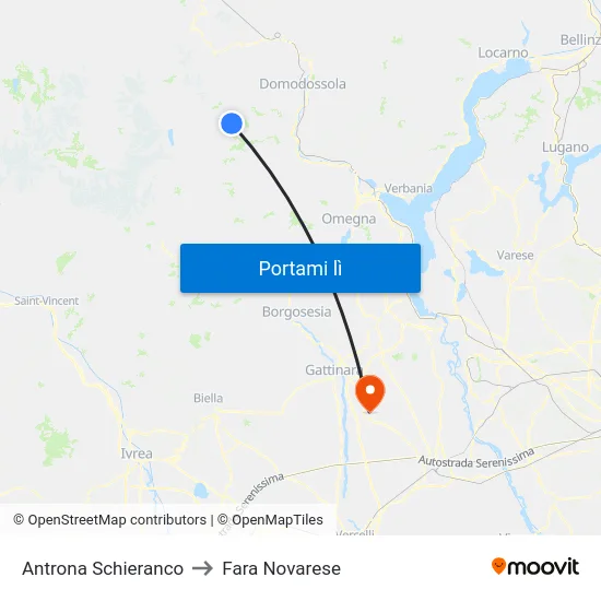 Antrona Schieranco to Fara Novarese map