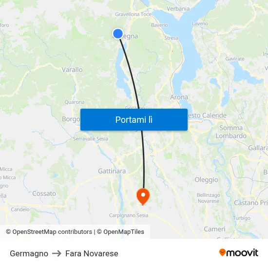 Germagno to Fara Novarese map