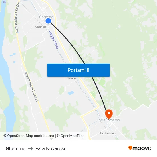 Ghemme to Fara Novarese map