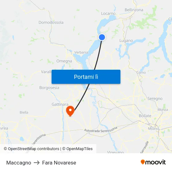Maccagno to Fara Novarese map