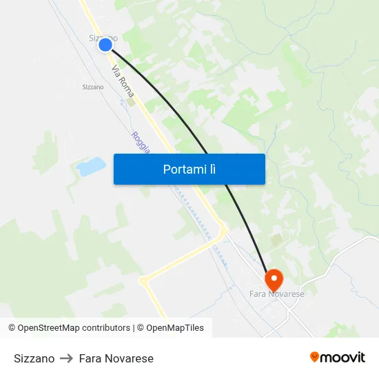 Sizzano to Fara Novarese map