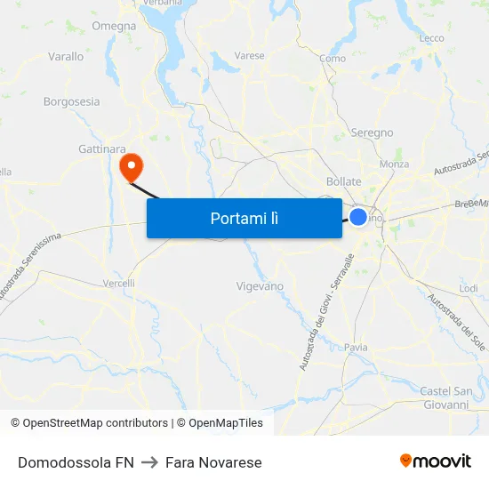 Domodossola FN to Fara Novarese map
