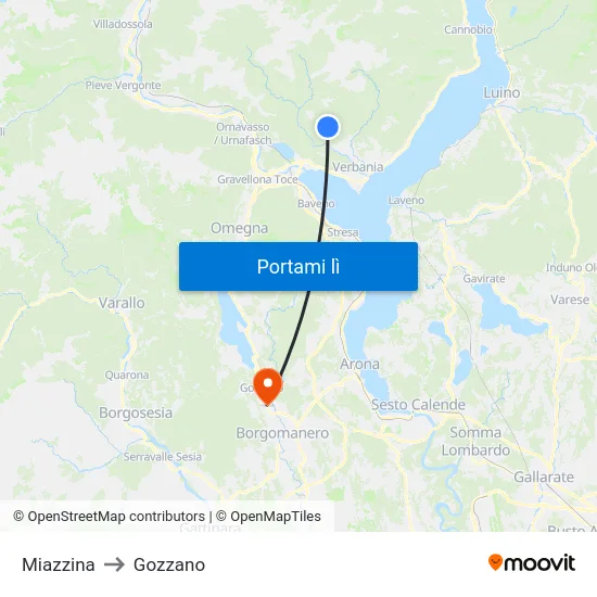 Miazzina to Gozzano map
