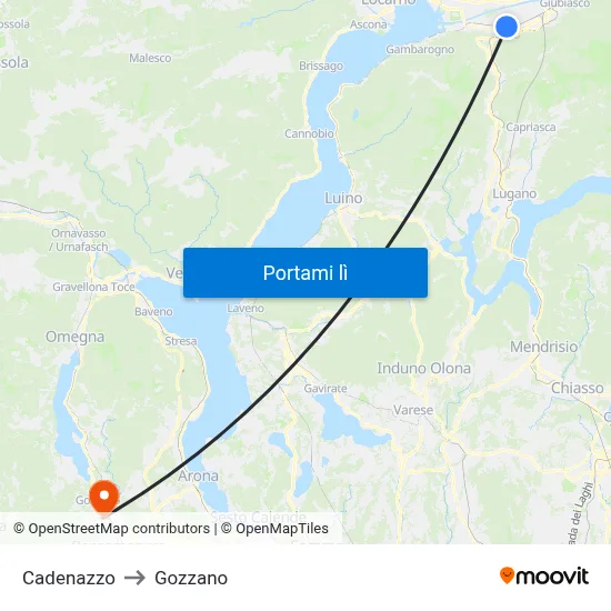 Cadenazzo to Gozzano map