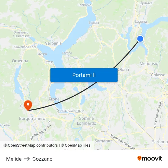 Melide to Gozzano map