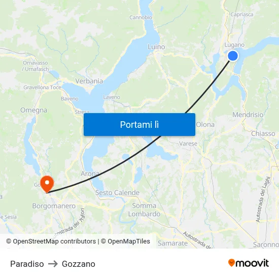 Paradiso to Gozzano map