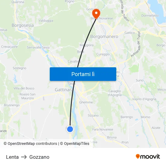 Lenta to Gozzano map