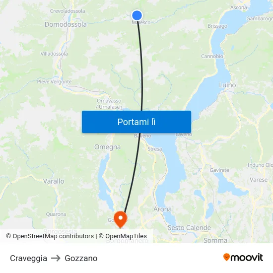 Craveggia to Gozzano map