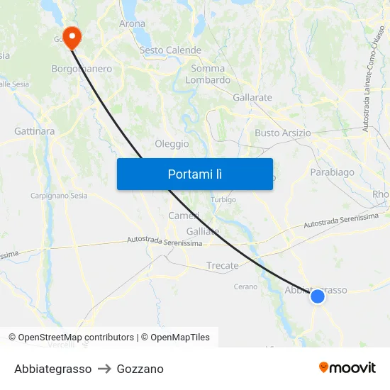 Abbiategrasso to Gozzano map