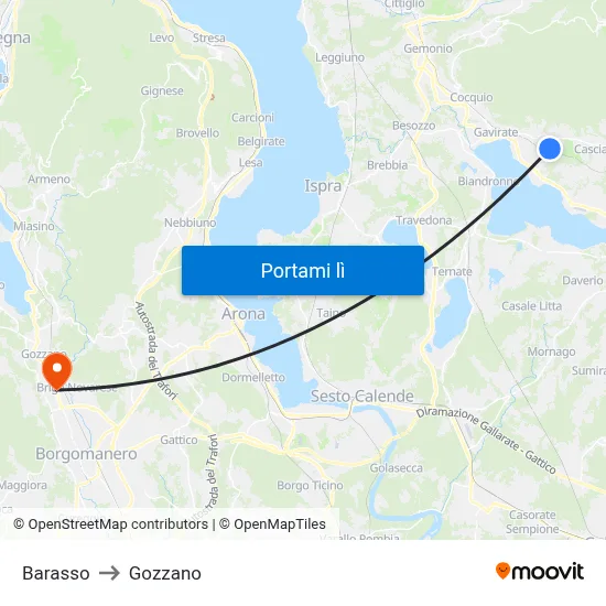 Barasso to Gozzano map