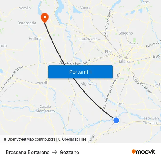 Bressana Bottarone to Gozzano map