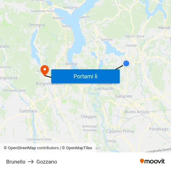 Brunello to Gozzano map