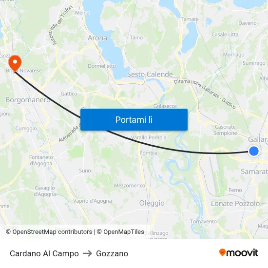 Cardano Al Campo to Gozzano map