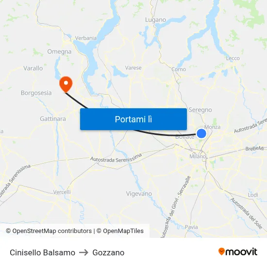 Cinisello Balsamo to Gozzano map