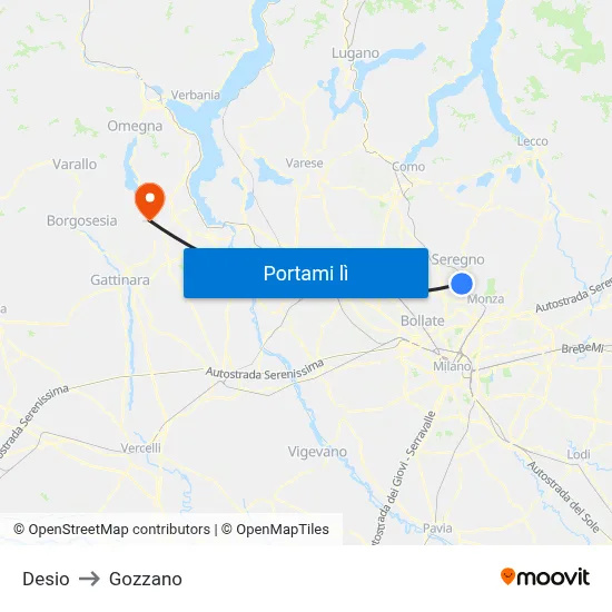 Desio to Gozzano map